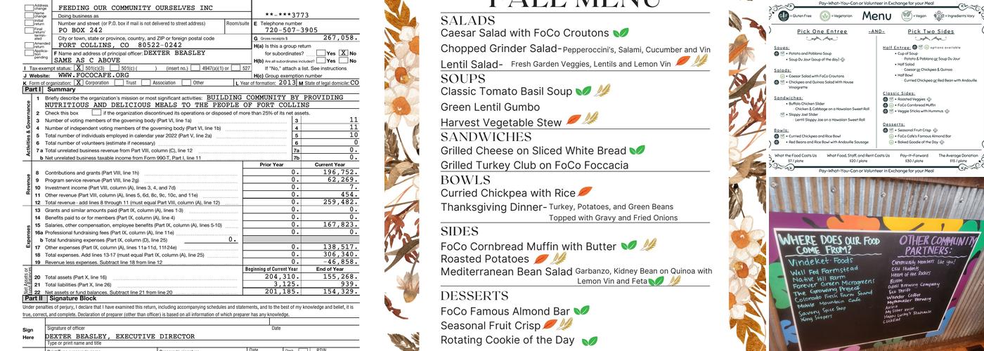 FoCo Cafe (Feeding Our Community Ourselves, Inc.) Menu