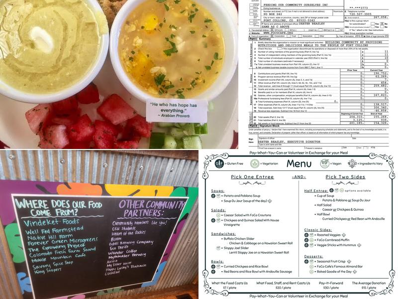 FoCo Cafe (Feeding Our Community Ourselves, Inc.) Menu