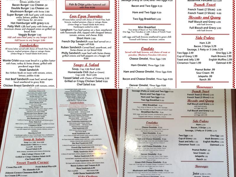 Ever Open Cafe Menu