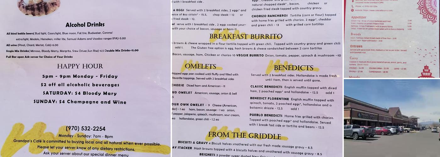 Grandpa's Cafe Menu