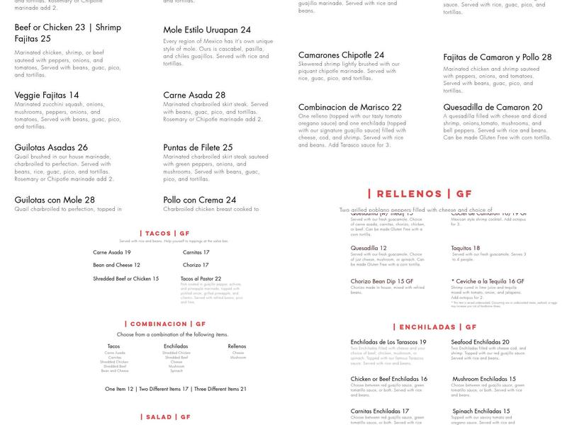 Los Tarascos Restaurant Menu