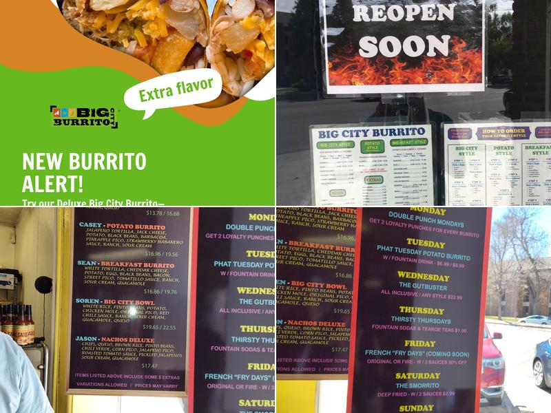 Big City Burrito Menu