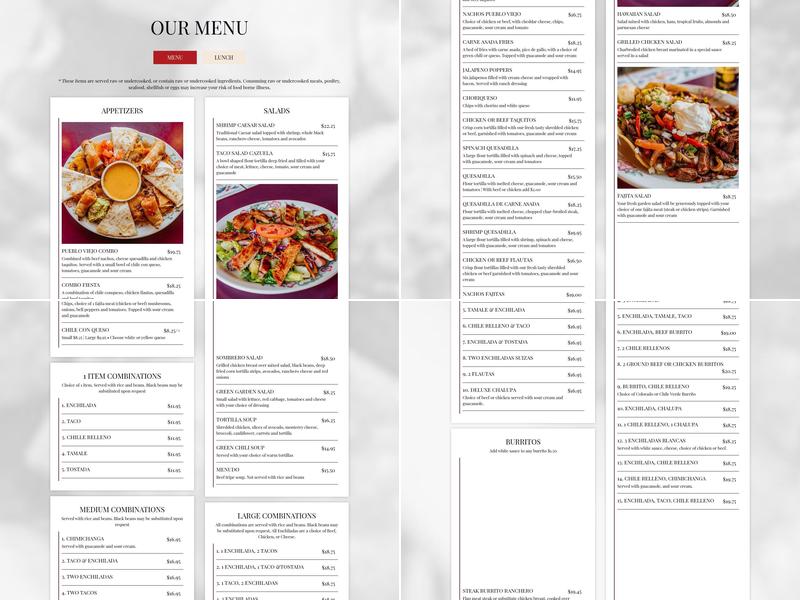 Pueblo Viejo Menu