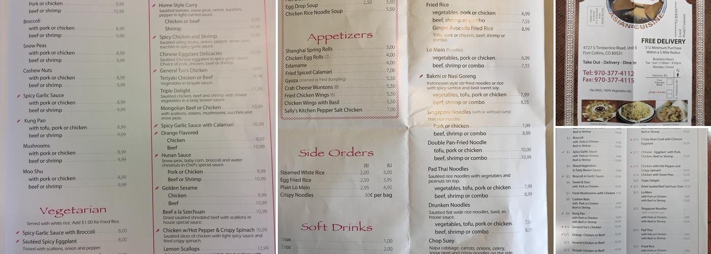 Sally's Kitchen Menu