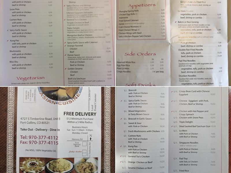 Sally's Kitchen Menu