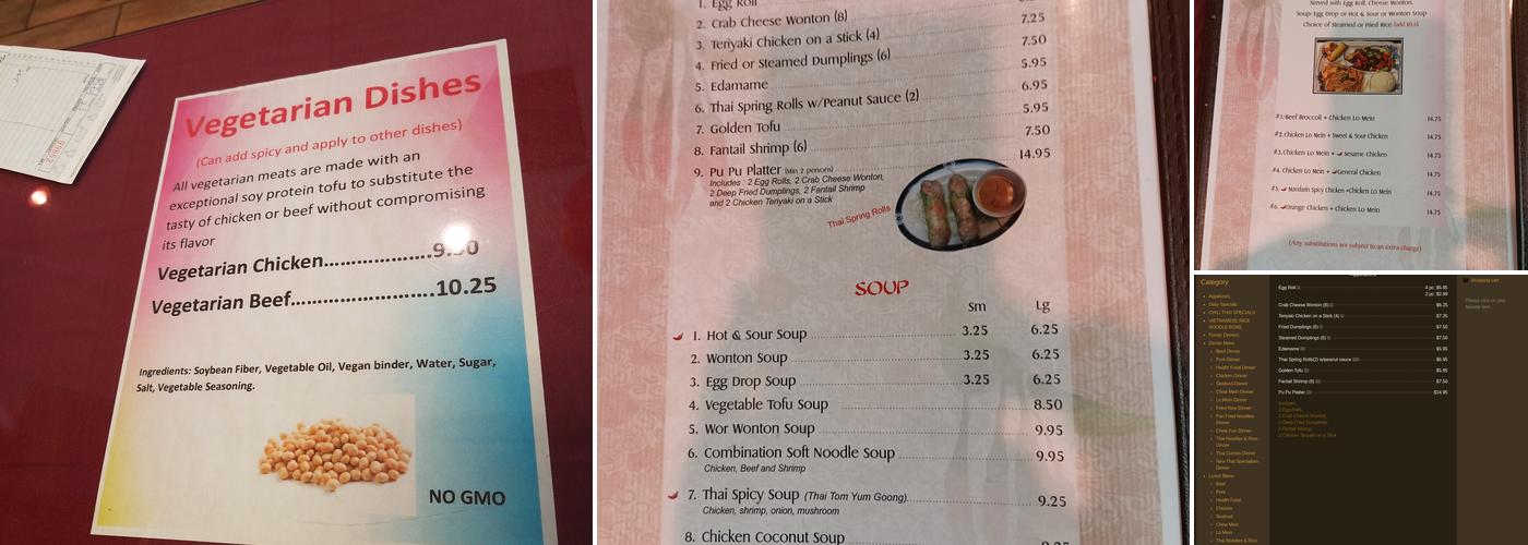 Chili Thai-Evans Menu