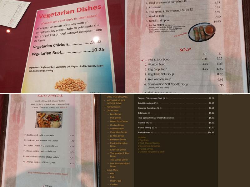 Chili Thai-Evans Menu