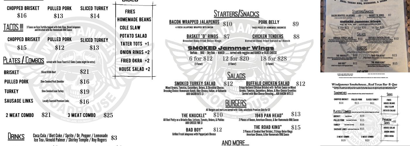 Windjammer Roadhouse Bar & Grill Menu