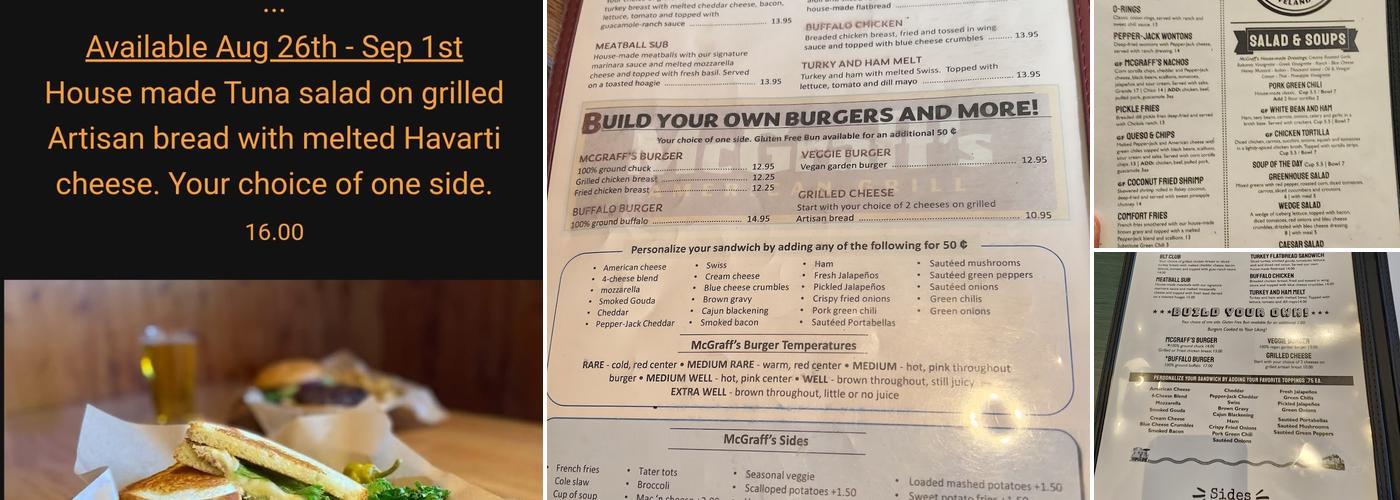 McGraff's American Grill Menu