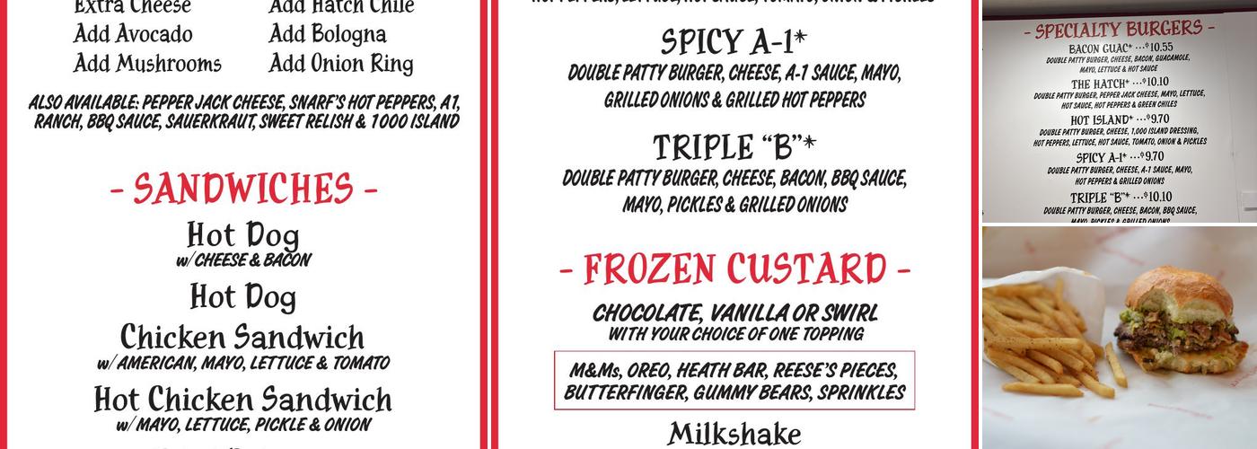 SNARFBURGER Menu