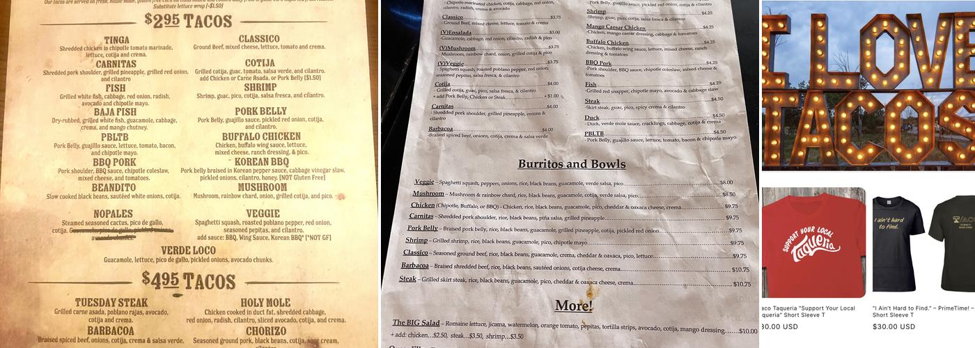 T/aco Menu
