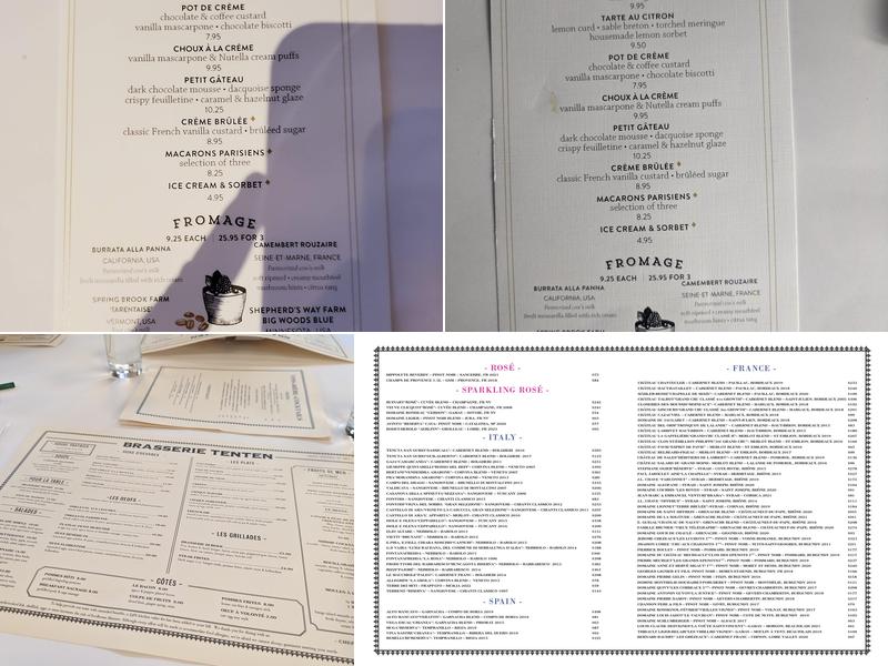 Brasserie Ten Ten Menu