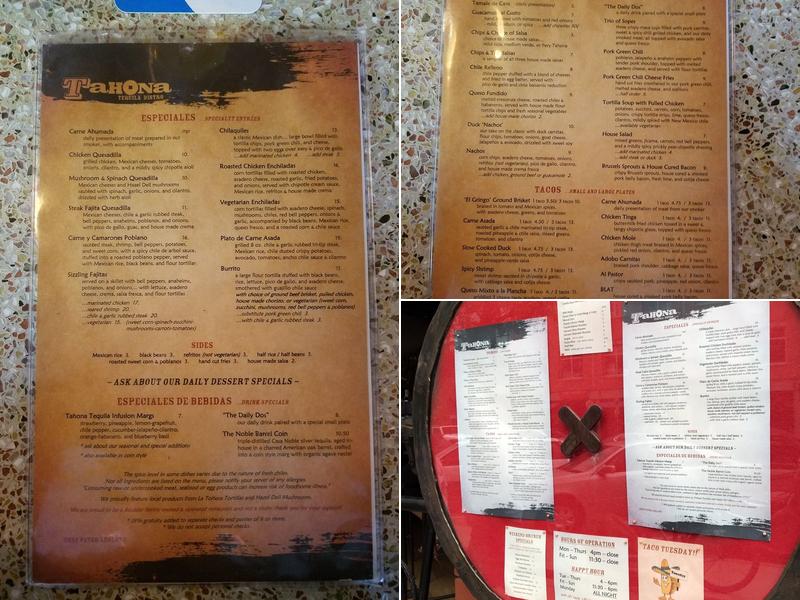 Tahona Tequila Bistro Menu