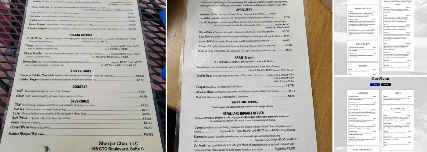 Sherpa’s Adventure Restaurant and Bar Menu