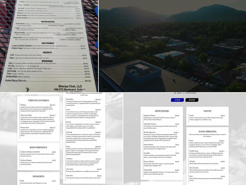 Sherpa’s Adventure Restaurant and Bar Menu