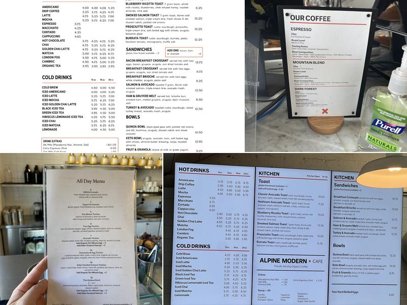 Alpine Modern Café Menu