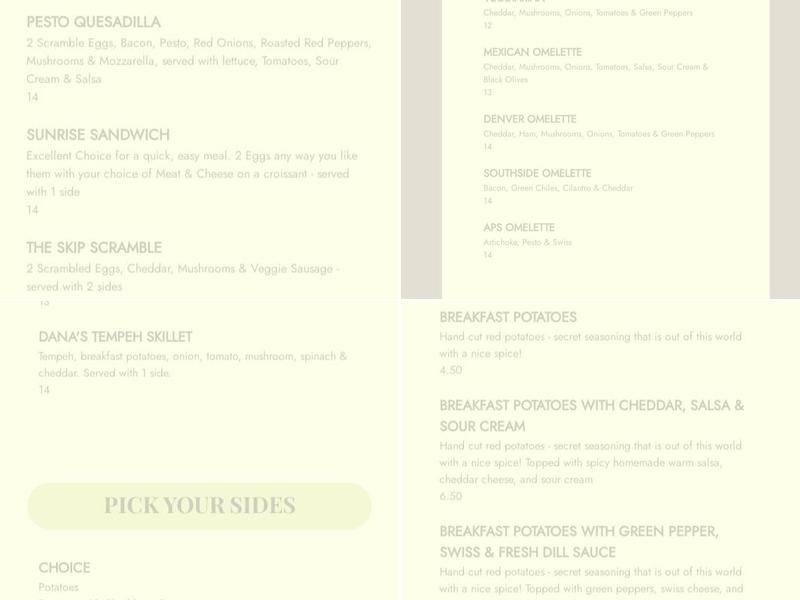 Walnut Cafe Menu
