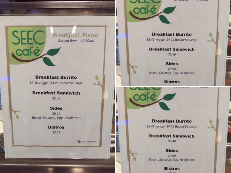 SEEC Cafe Menu