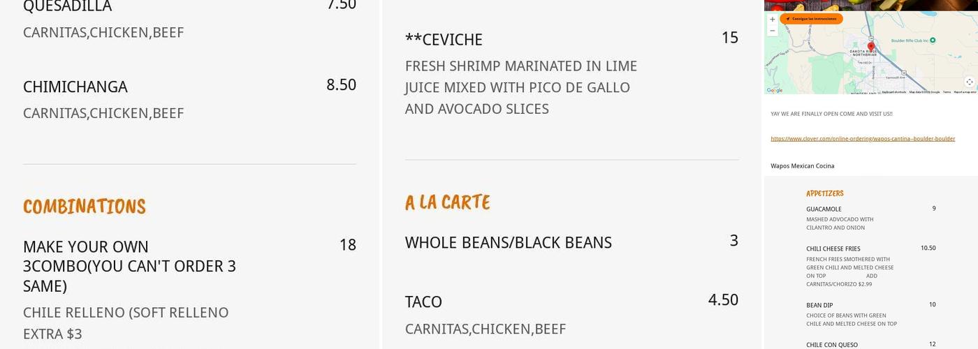 Wapos Menu