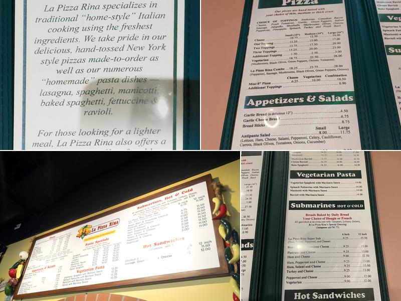 La Pizza Rina Menu