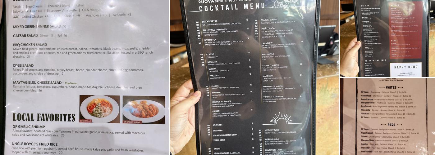 Giovanni Pastrami Menu