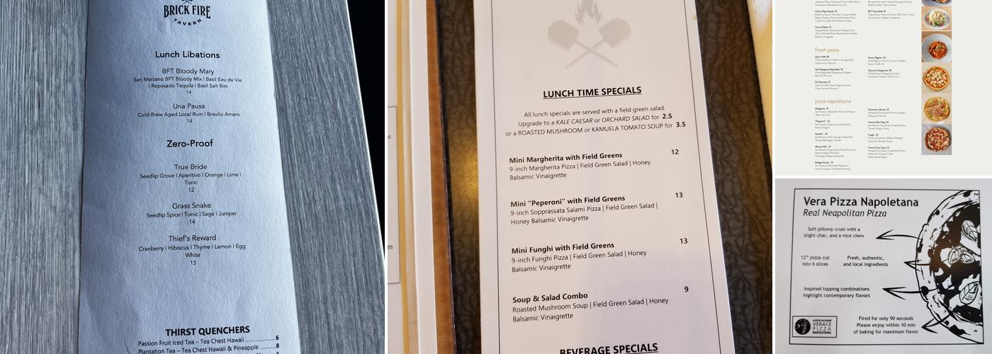 Brick Fire Tavern Menu