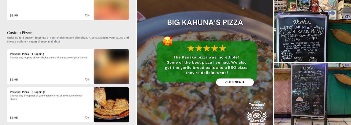 Big Kahuna's Pizza Menu