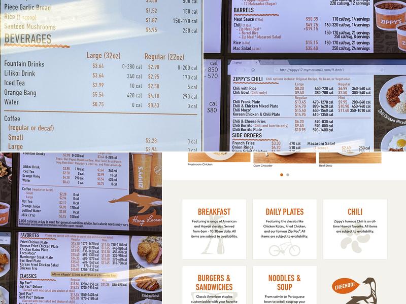 Zippy's Koko Marina Menu