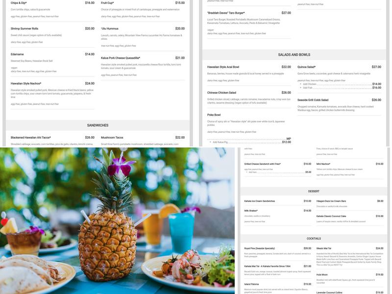 Seaside Grill Menu