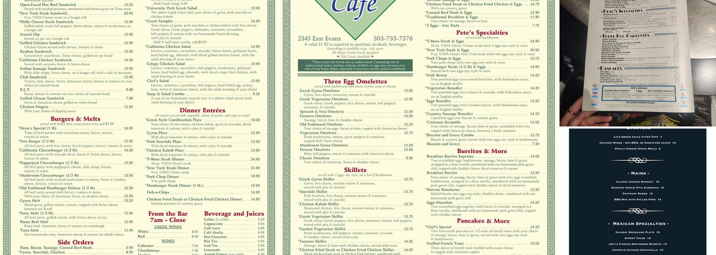 Pete's Kitchen Menu