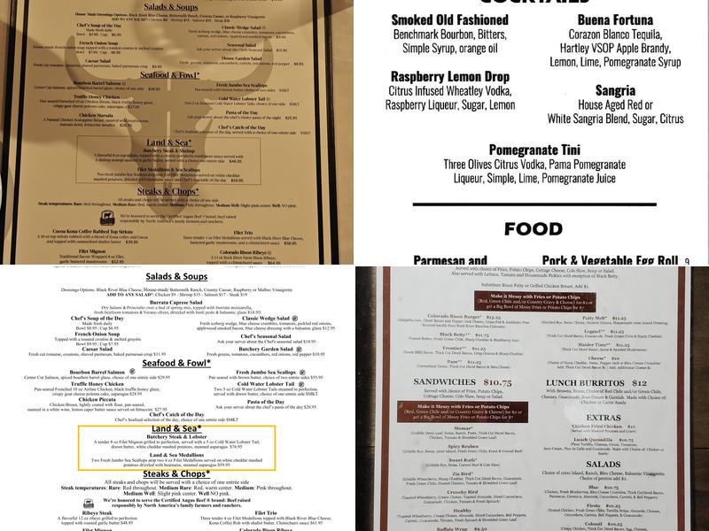 The Butchery- Steaks, Chops & Seafood Menu