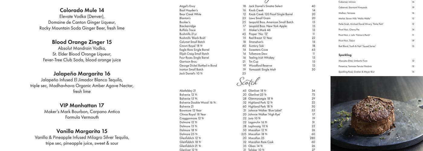 Simms Steakhouse Menu