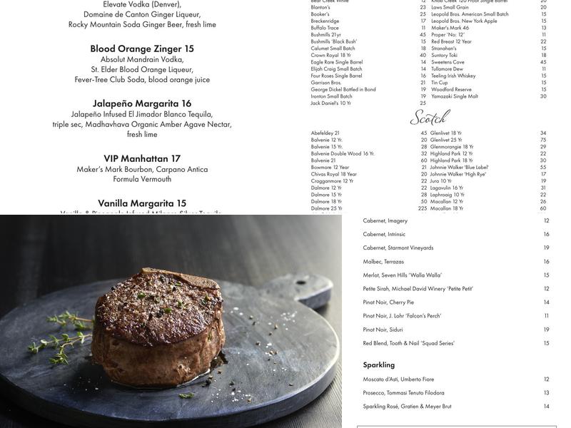 Simms Steakhouse Menu