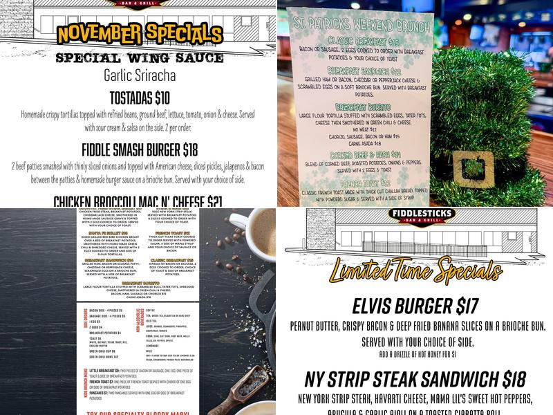 Fiddlesticks Bar & Grill Menu
