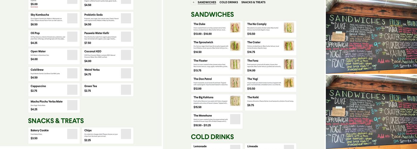 Sprout Sandwich Shop Menu