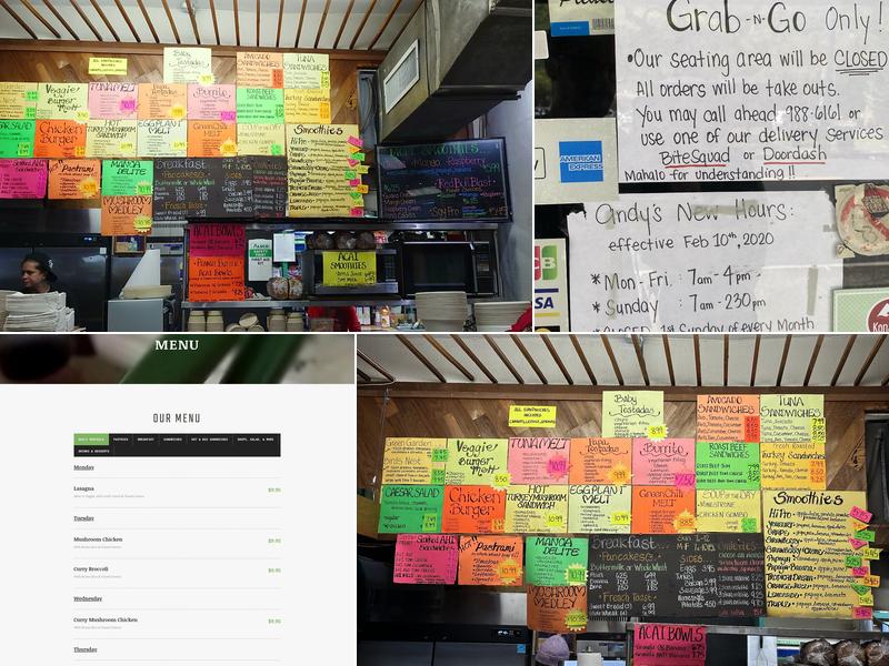 Andy's Sandwiches & Smoothies Menu