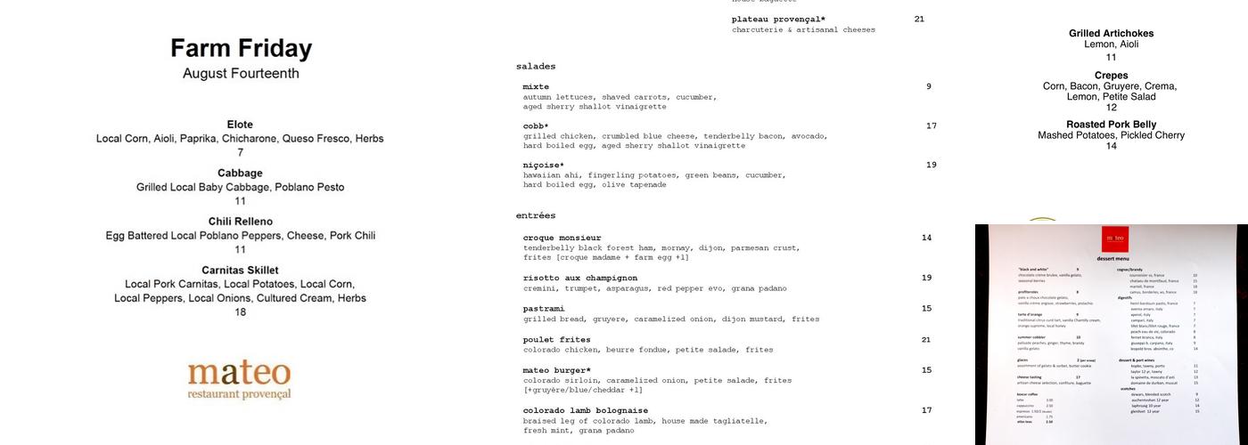 Mateo Menu