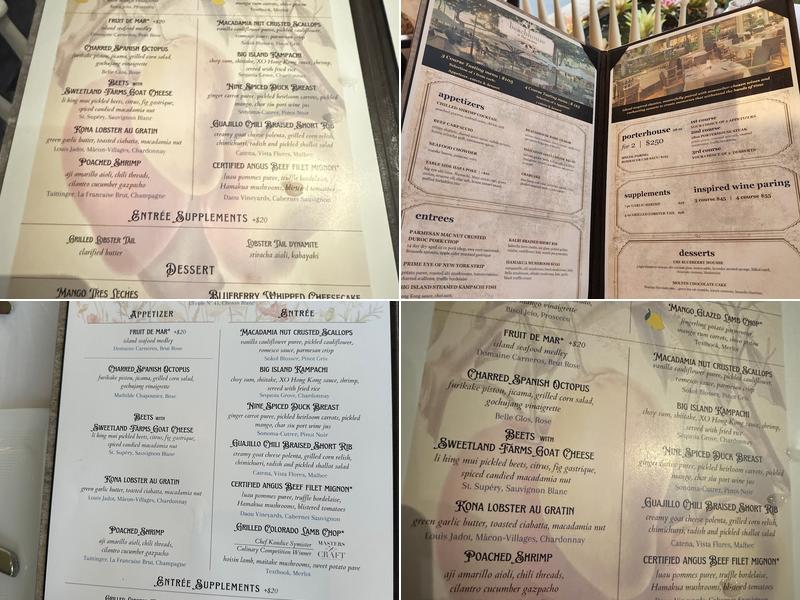 beachhouse at the moana Menu