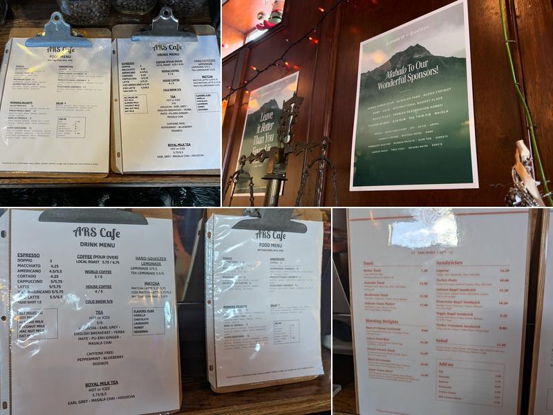 ARS Cafe and Gelato Menu