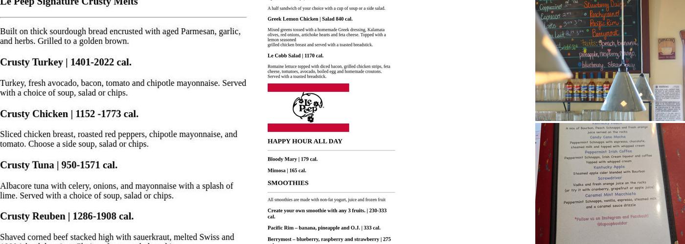 Le Peep Menu