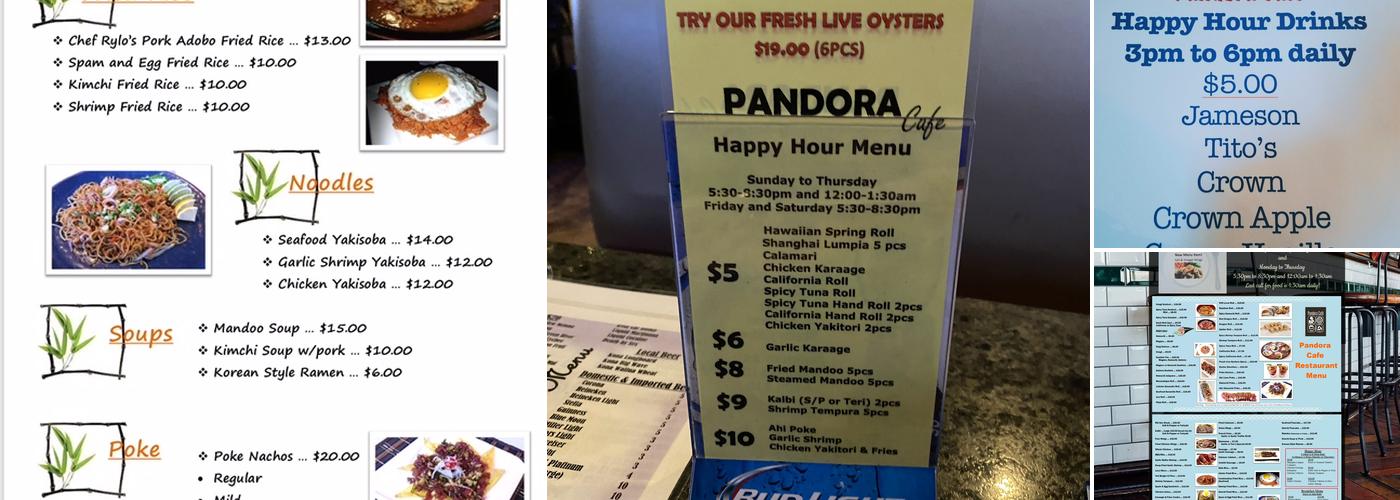 Pandora Cafe Karaoke/Bar & Grill Menu
