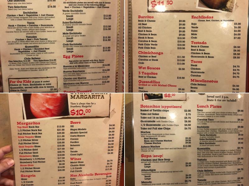 Azteca Mexican Restaurant Menu