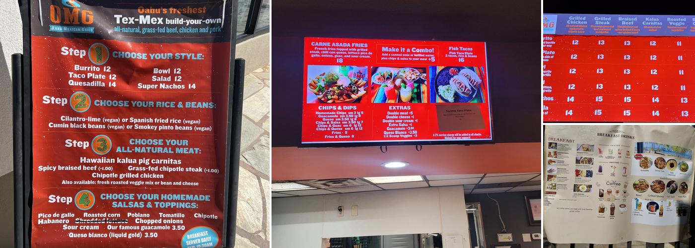 Oahu Mexican Grill (OMG) Menu