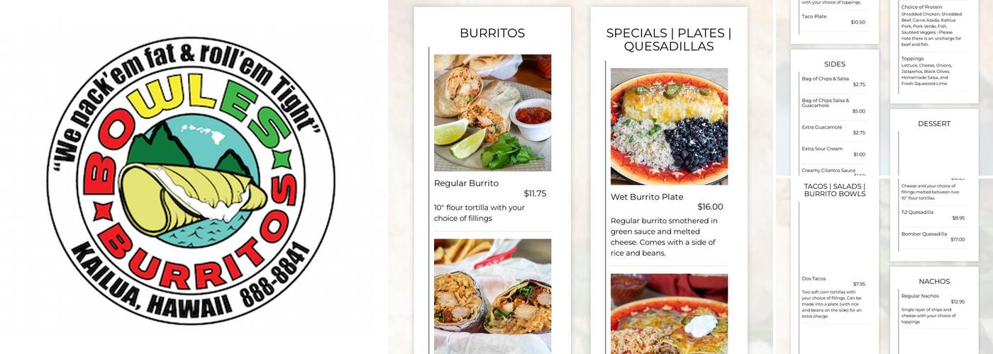 Bowles Burritos Menu