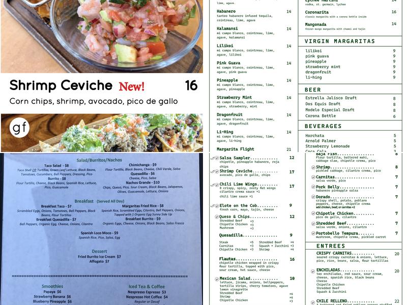 Margaritas Menu