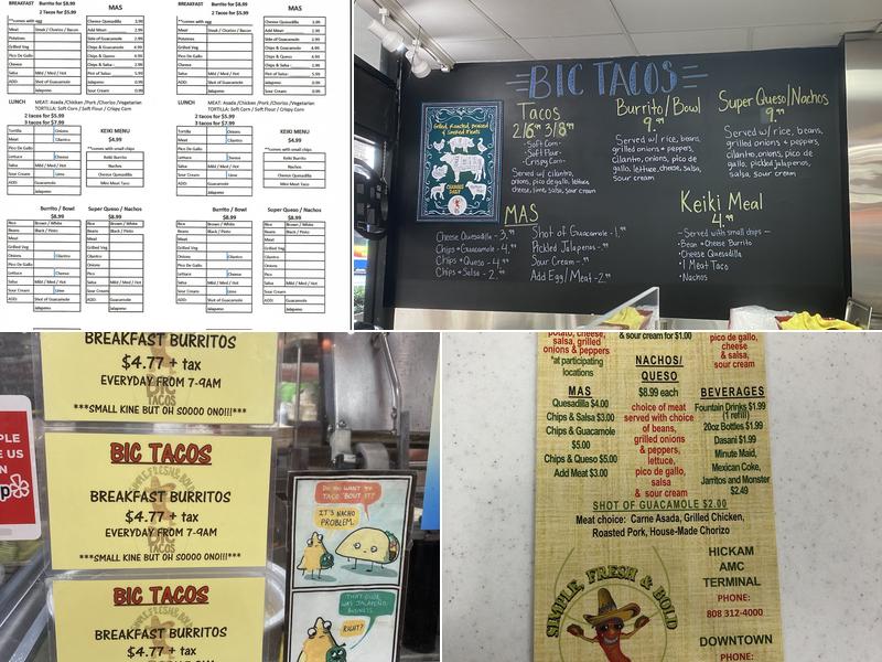 BIC Tacos Menu