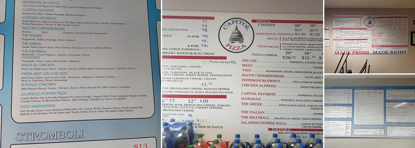 Capitol Pizza Menu