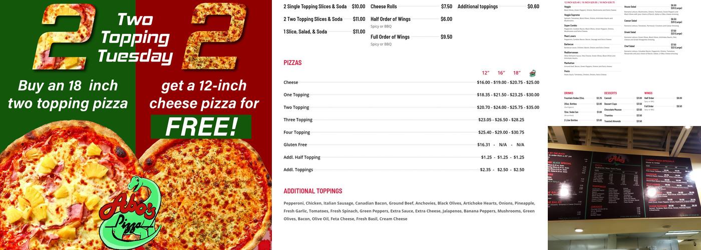 Abo's Pizza Menu