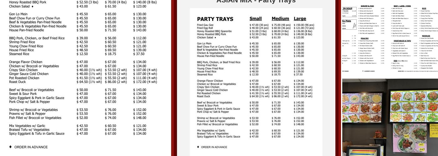 Asian Mix Menu