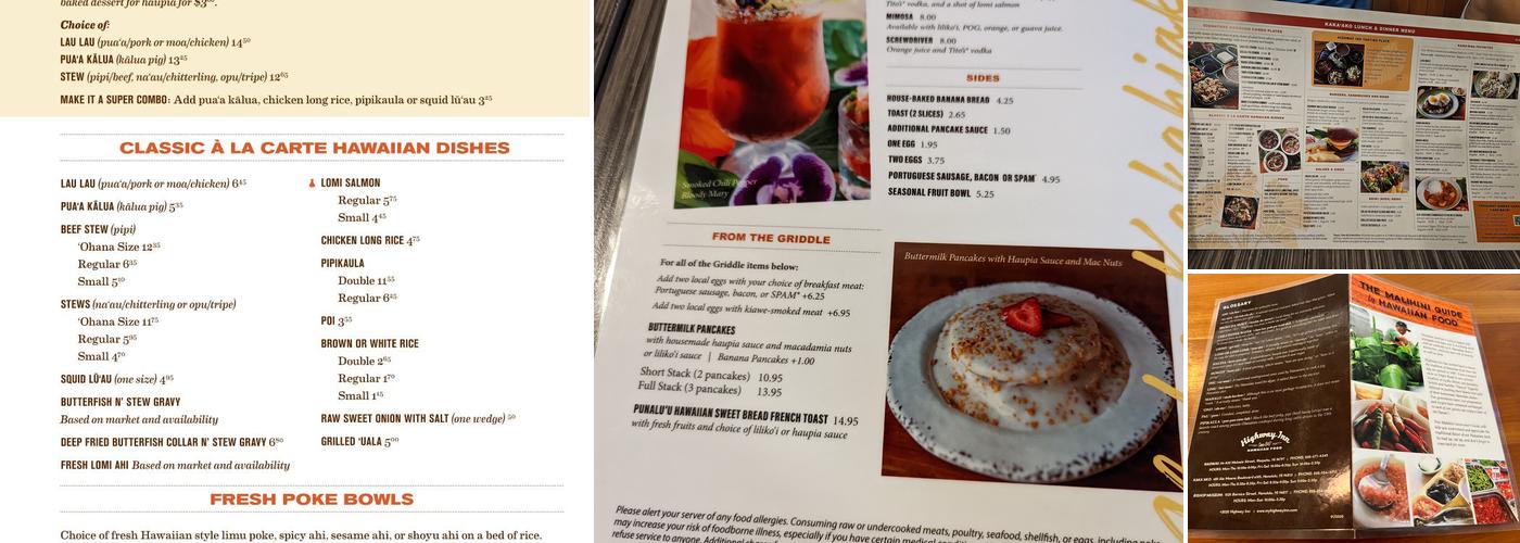 Highway Inn Kaka'ako Menu